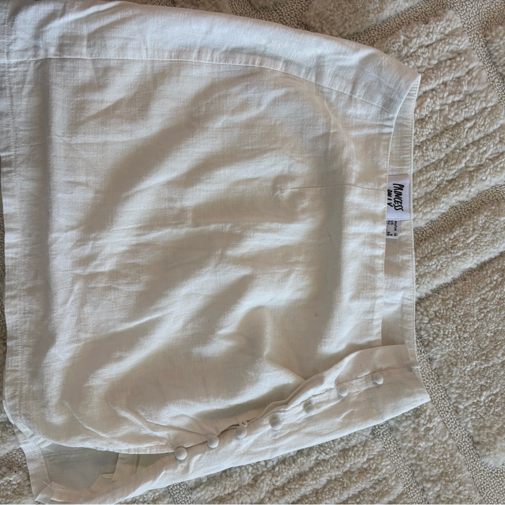 White Button-Front Skirt